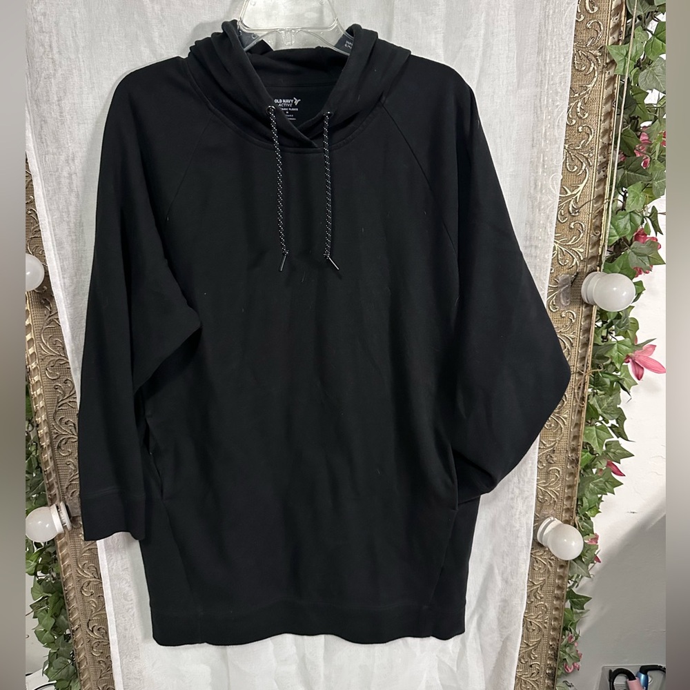 Old Navy Black Hoodie Tunic Sweatshirt M